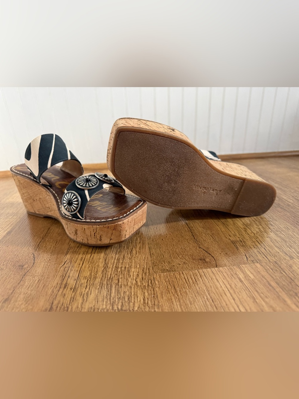 Sam Edelman Abril Platform Wedge Sandals - Zebra Print/Concho - Size 7 - Picture 7 of 7